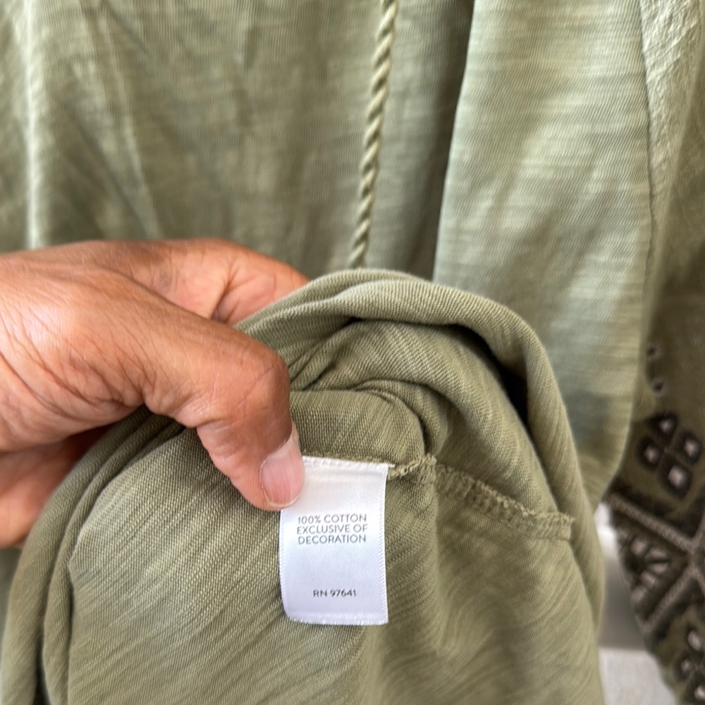 J. Jill Sage Green Embroidered Tunic SZ L - Picture 3 of 5